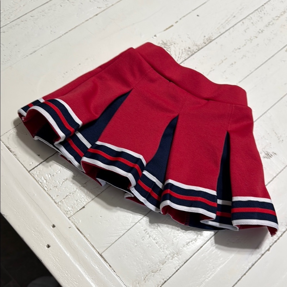 🧡12m ICZ vintage Red and navy Blue Pleated kids Skort 100% polyester